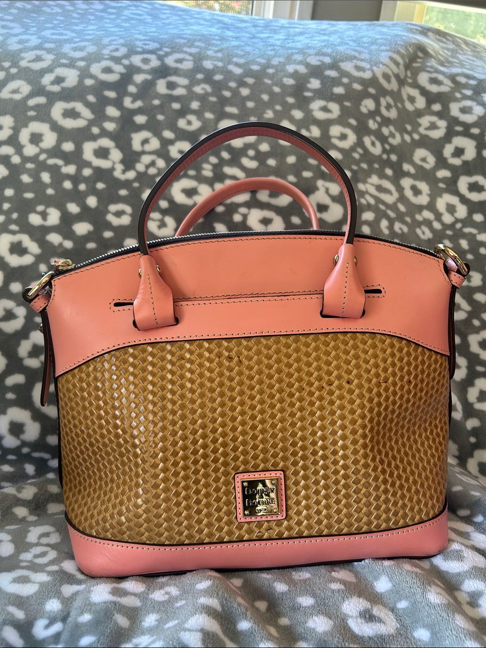 Dooney & Bourke Pink and Tan Woven Satchel